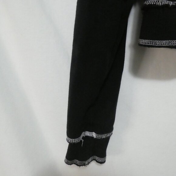 BEBE SPORT | small | Black & White Cropped Mesh Lined Hoodie | Logo & Stripes - Picture 13 of 15